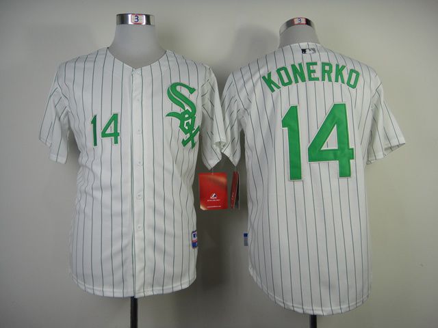 Men Chicago White Sox 14 Konerko White green MLB Jerseys